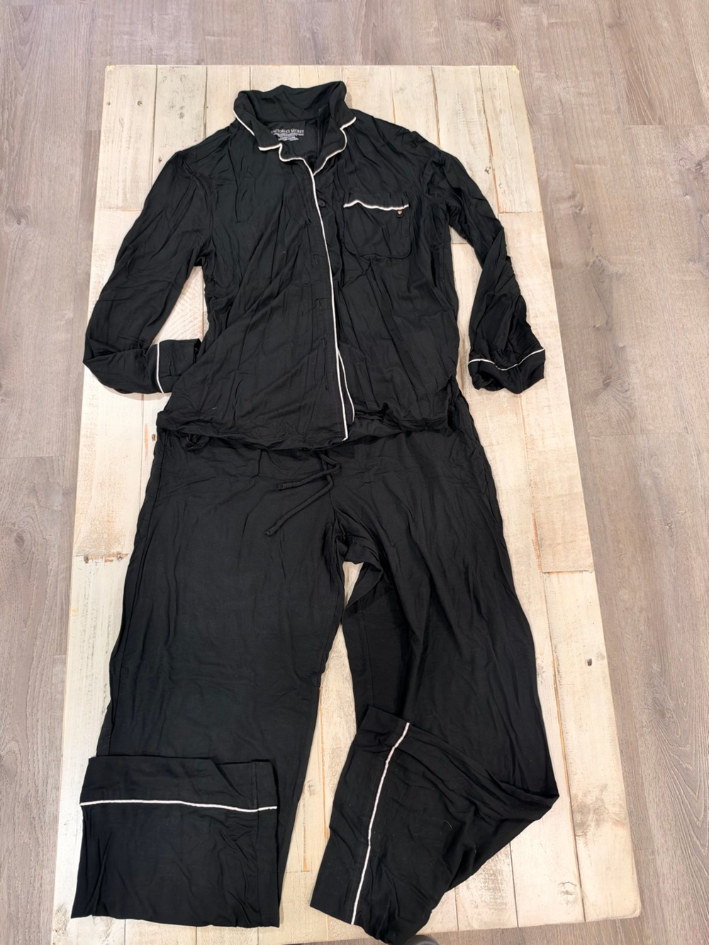 Victoria's Secret Modal Black Pajama Set Long Sleeve S Short